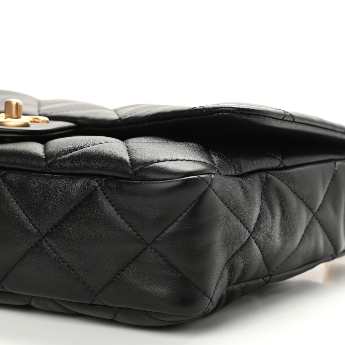 Lambskin Quilted Large CC Funky Town Flap Black