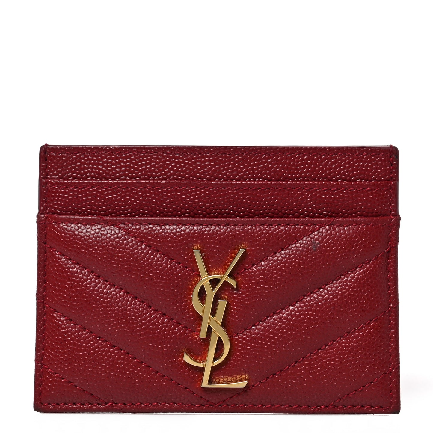 Grain De Poudre Matelasse Chevron Monogram Credit Card Case Opyum Red