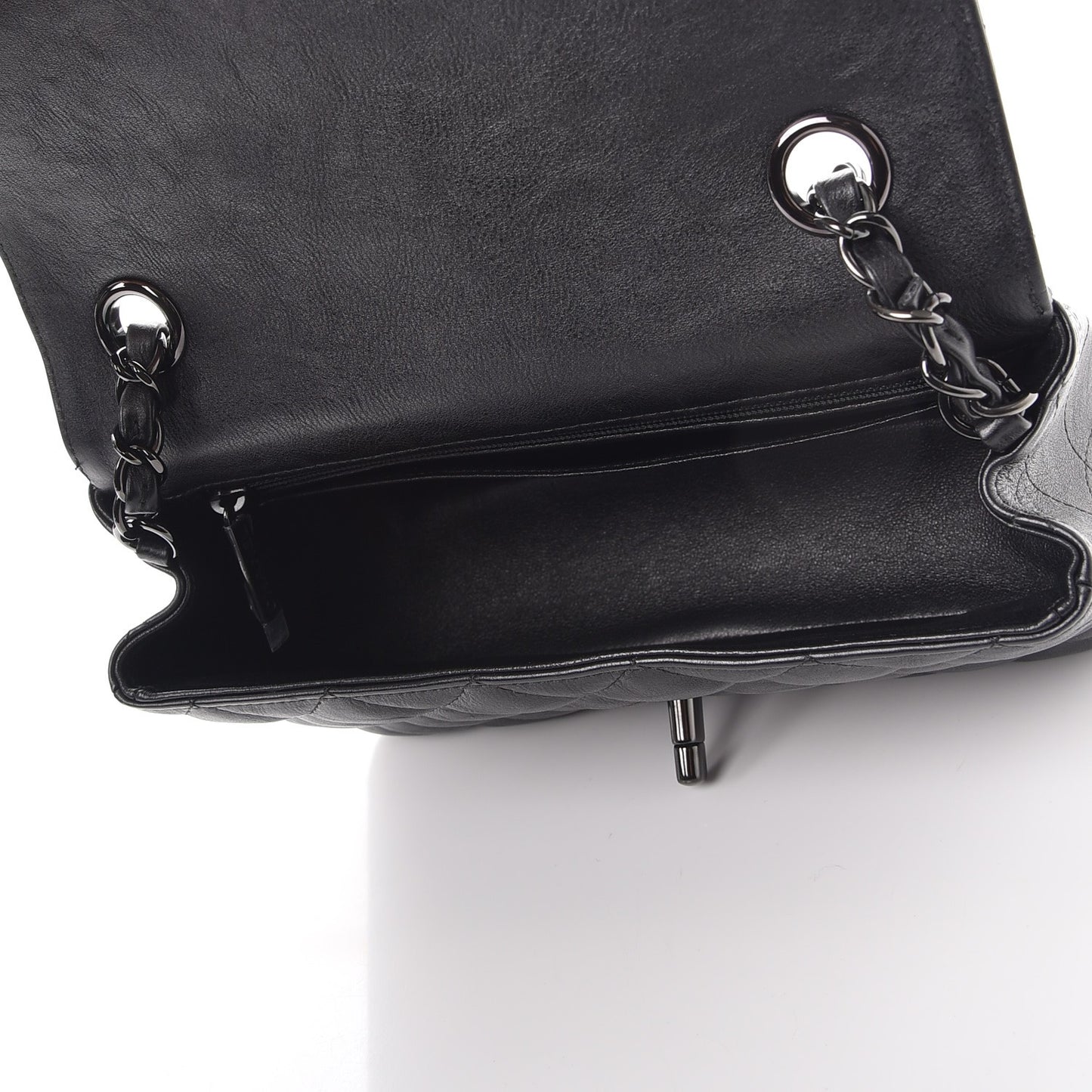 Crumpled Calfskin Quilted Mini Rectangular Flap So Black