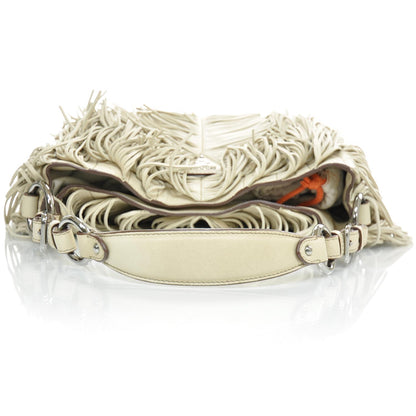 Prada Nappa Fringe Hobo Cera 5 of 10