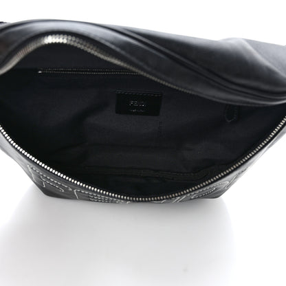Fendi Vitello Cover FF Lines Logo Embossed Stitched Belt Bag Black 5 of 9
