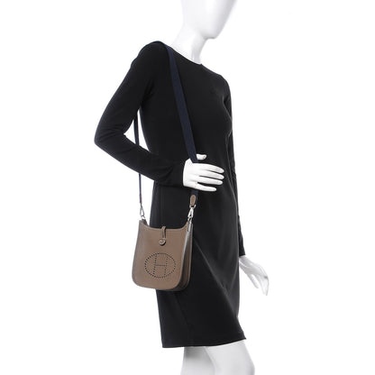 Hermes Taurillon Clemence Amazone Evelyne TPM Etoupe Bleu Indigo 2 of 8