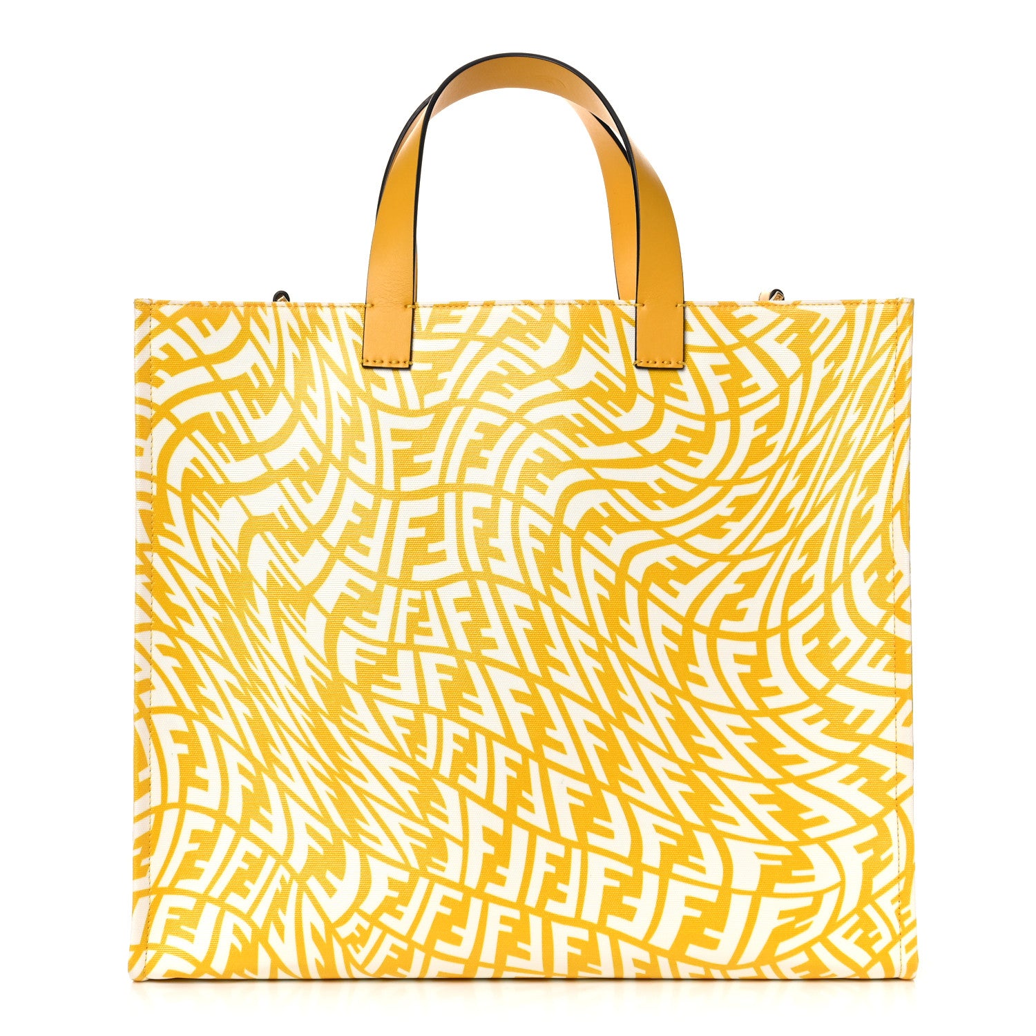 Fendi X SARAH COLEMAN Glazed Canvas Vitello King FF Vertigo Shopping Tote Bag Mimosa White 1 of 8