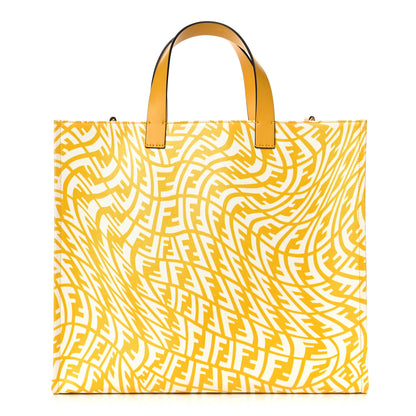 Fendi X SARAH COLEMAN Glazed Canvas Vitello King FF Vertigo Shopping Tote Bag Mimosa White 1 of 8