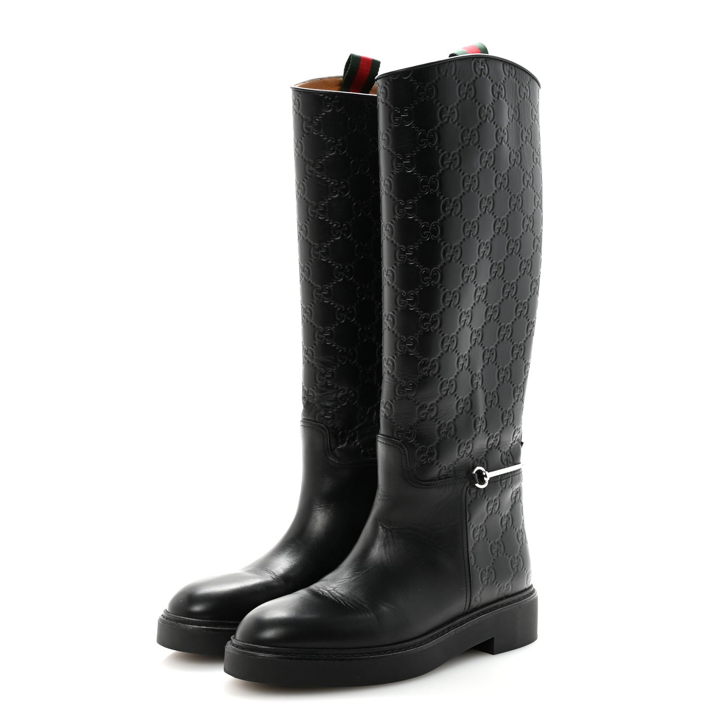 Guccissima Michelangelo Slim Horsebit Riding Boots 37 Black