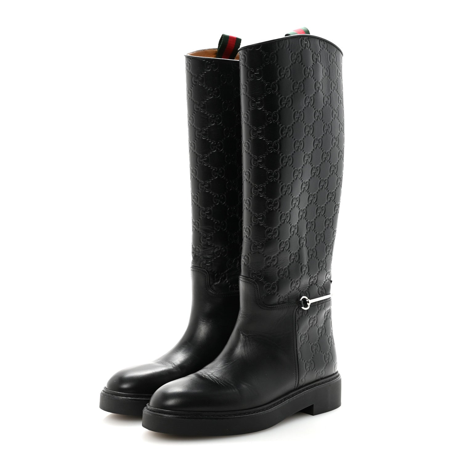 Gucci Guccissima Michelangelo Slim Horsebit Riding Boots 37 Black 7 of 14