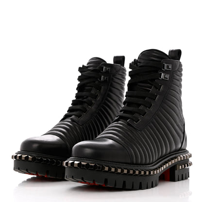 Christian Louboutin Calfskin Quilted Yetota Combat Boots 39.5 Black 3 of 8