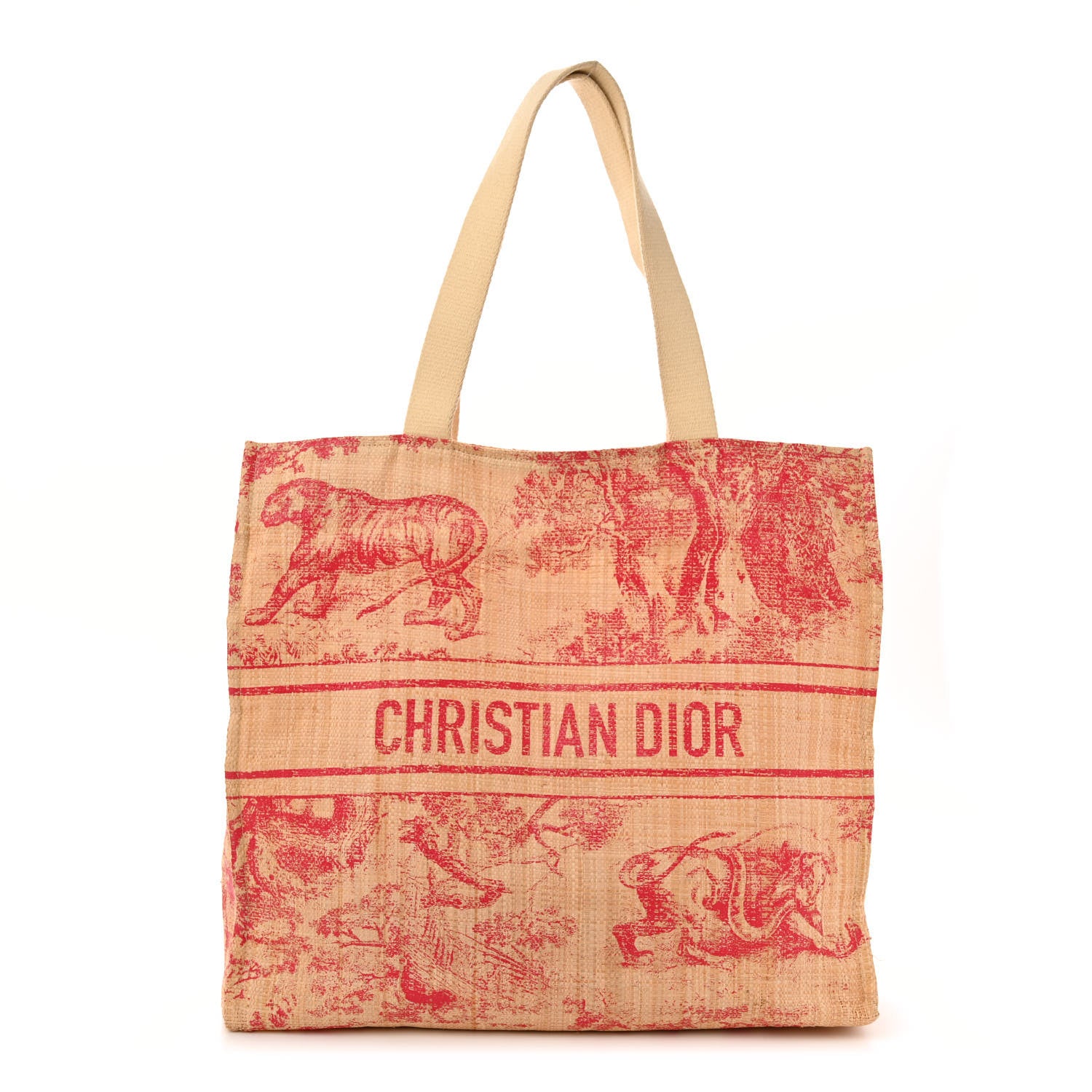 Christian Dior Straw Dioriviera Tote Pink 1 of 11