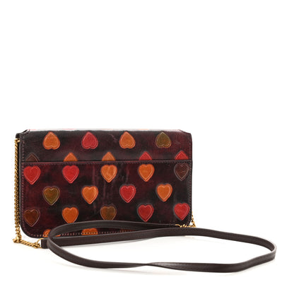 Saint Laurent Lambskin Heart Embossed Monogram Chain Wallet Vintage Cognac 3 of 10