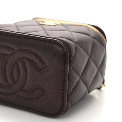 Chanel Iridescent Lambskin Quilted Mini Top Handle Vanity Case With Chain Burgundy 10 of 11