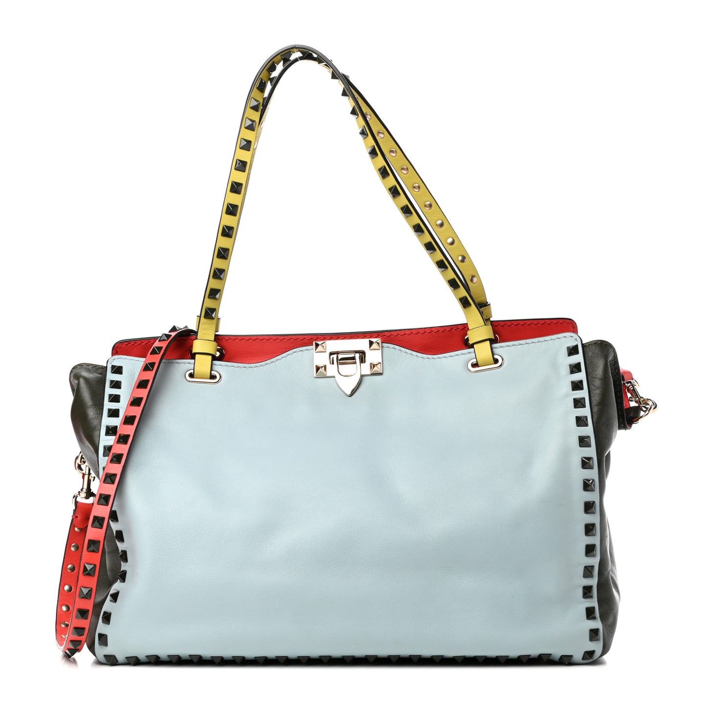 Vitello Colorblock Medium Rockstud Tote Multicolor