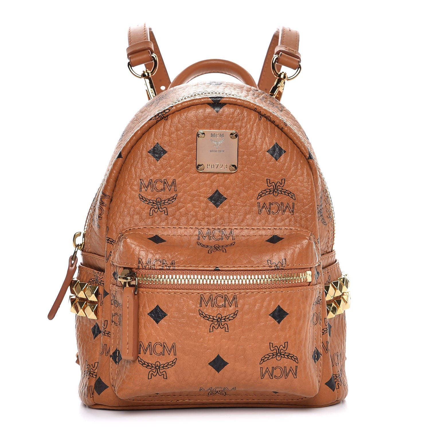 MCM Visetos Side Stud X-Mini Stark Backpack Cognac 1 of 10