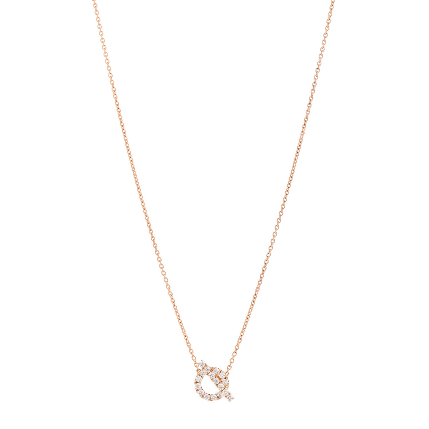 Hermes 18K Rose Gold Diamond Finesse Pendant Necklace 1 of 5