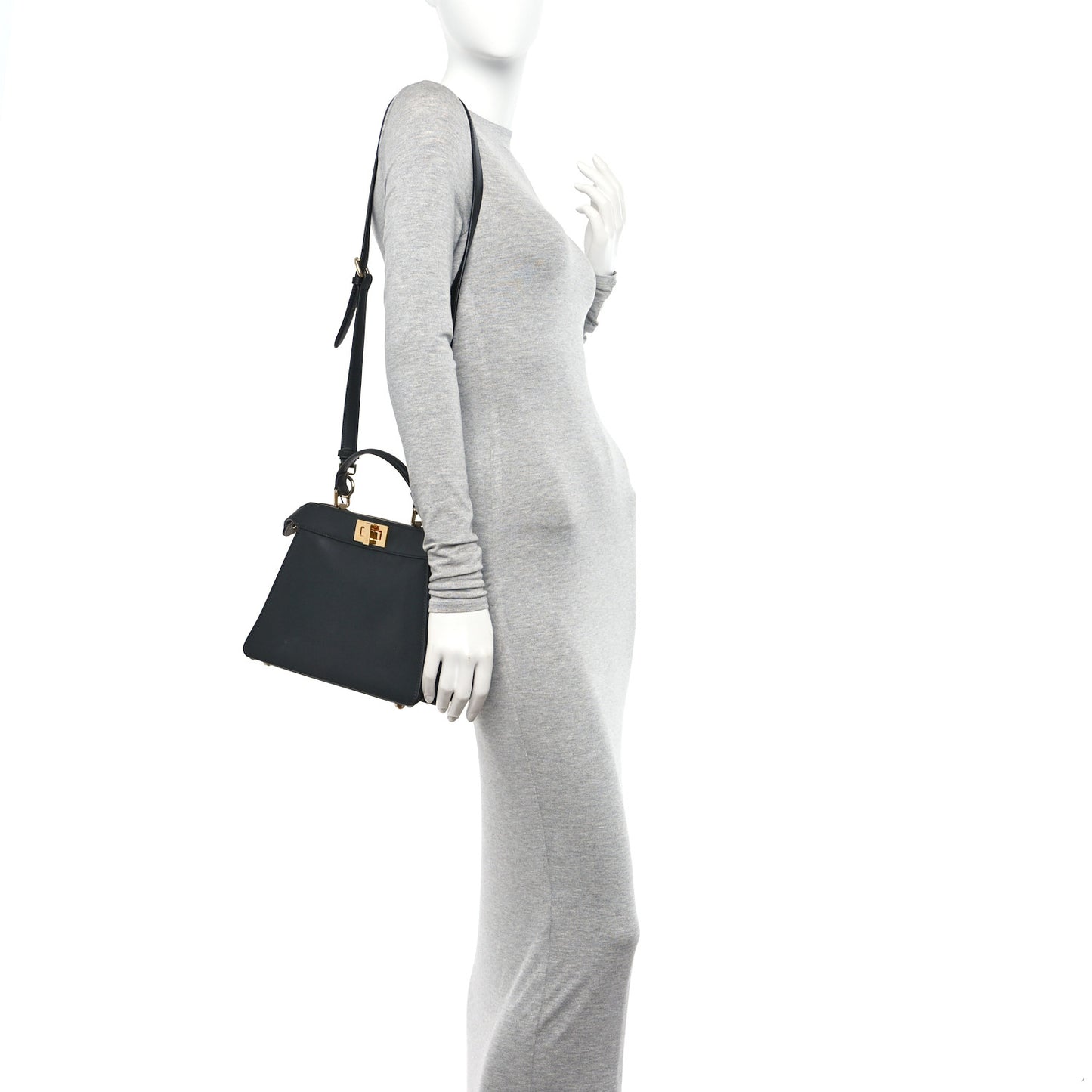 Vitello Seta Nappa Bi-Color Small Peekaboo I SEE U Satchel Black Light Rose Tortora