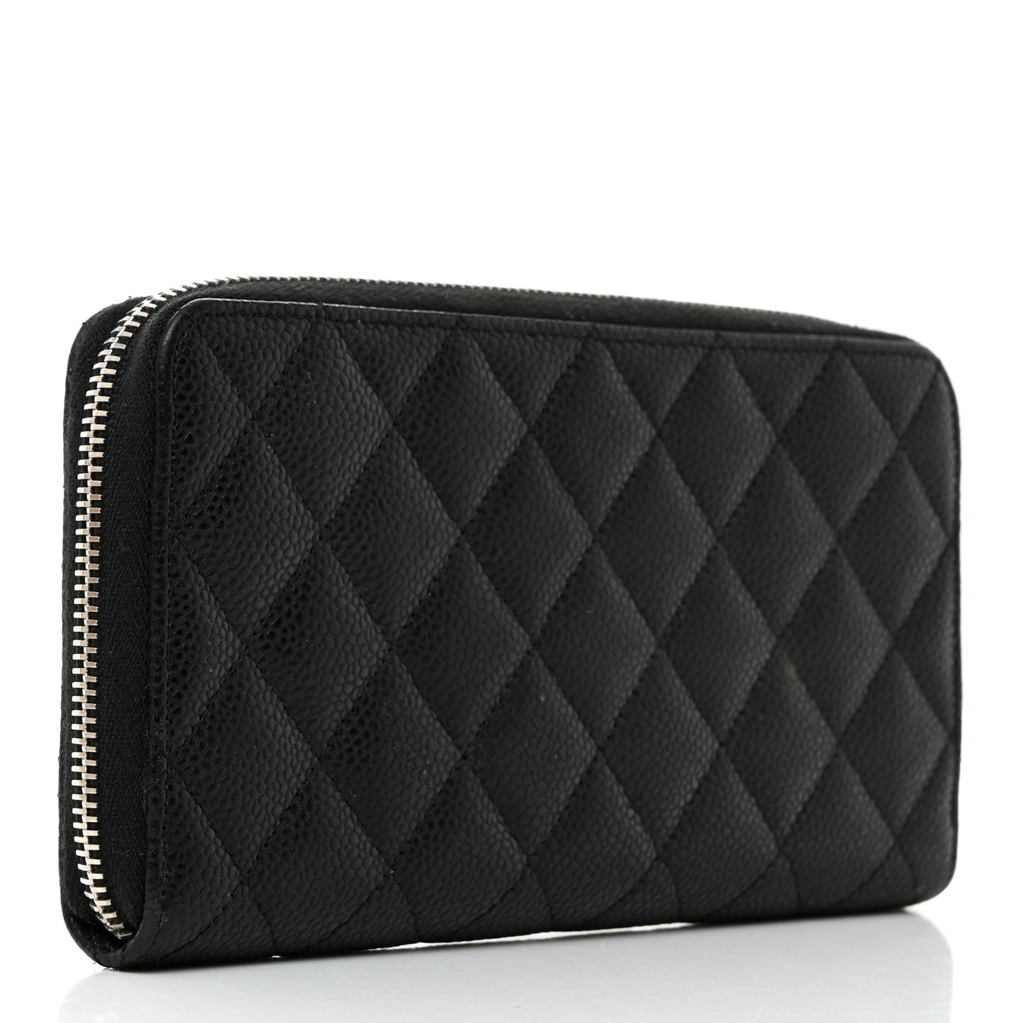 Caviar Quilted Large Gusset Zip Around Wallet Black