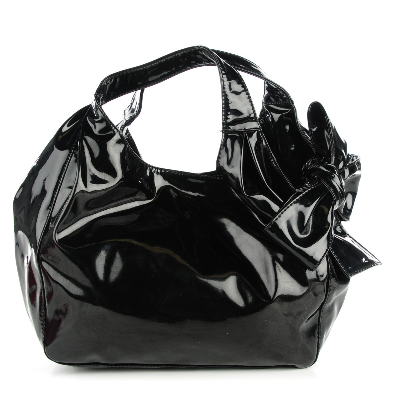 Valentino Garavani Patent Lacca Small Nuage Bow Hobo Black 1 of 7