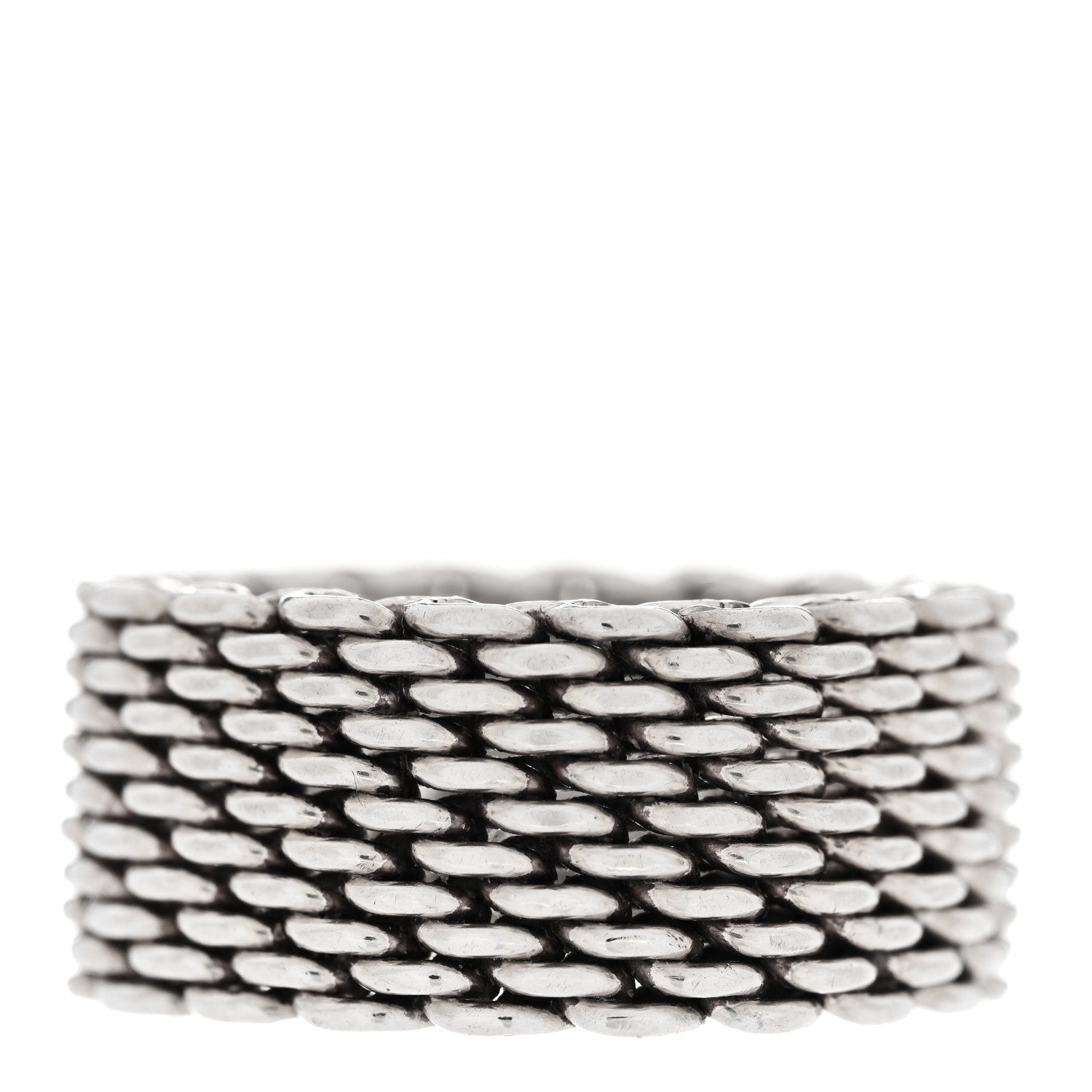 Tiffany Sterling Silver Somerset Mesh Ring 54 6.75 1 of 4
