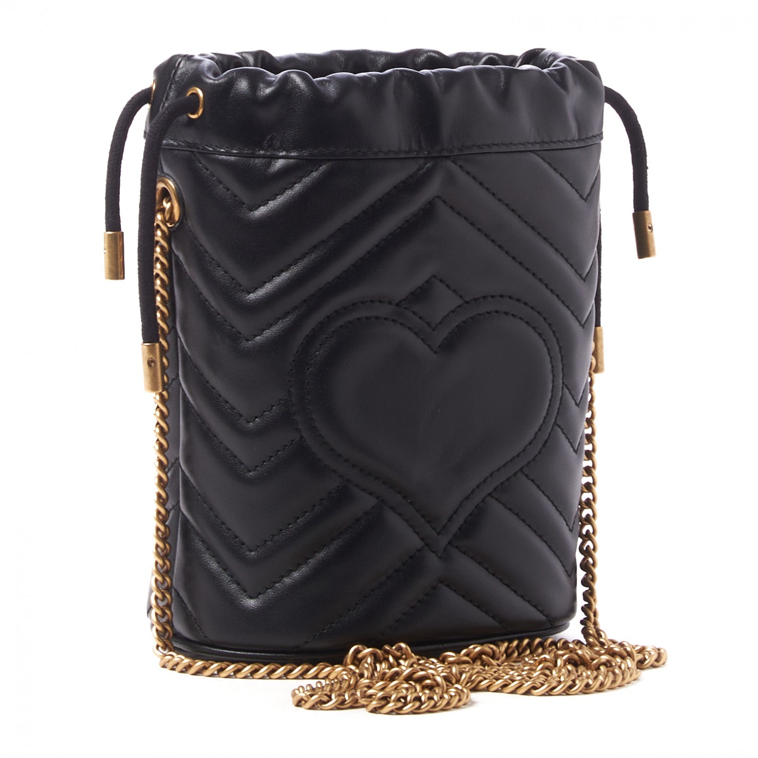 Gucci Calfskin Matelasse Mini GG Marmont 2.0 Bucket Bag Black 3 of 9