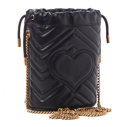 Gucci Calfskin Matelasse Mini GG Marmont 2.0 Bucket Bag Black 3 of 9