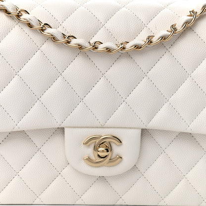 Chanel Caviar Quilted Medium Double Flap White 7 of 10