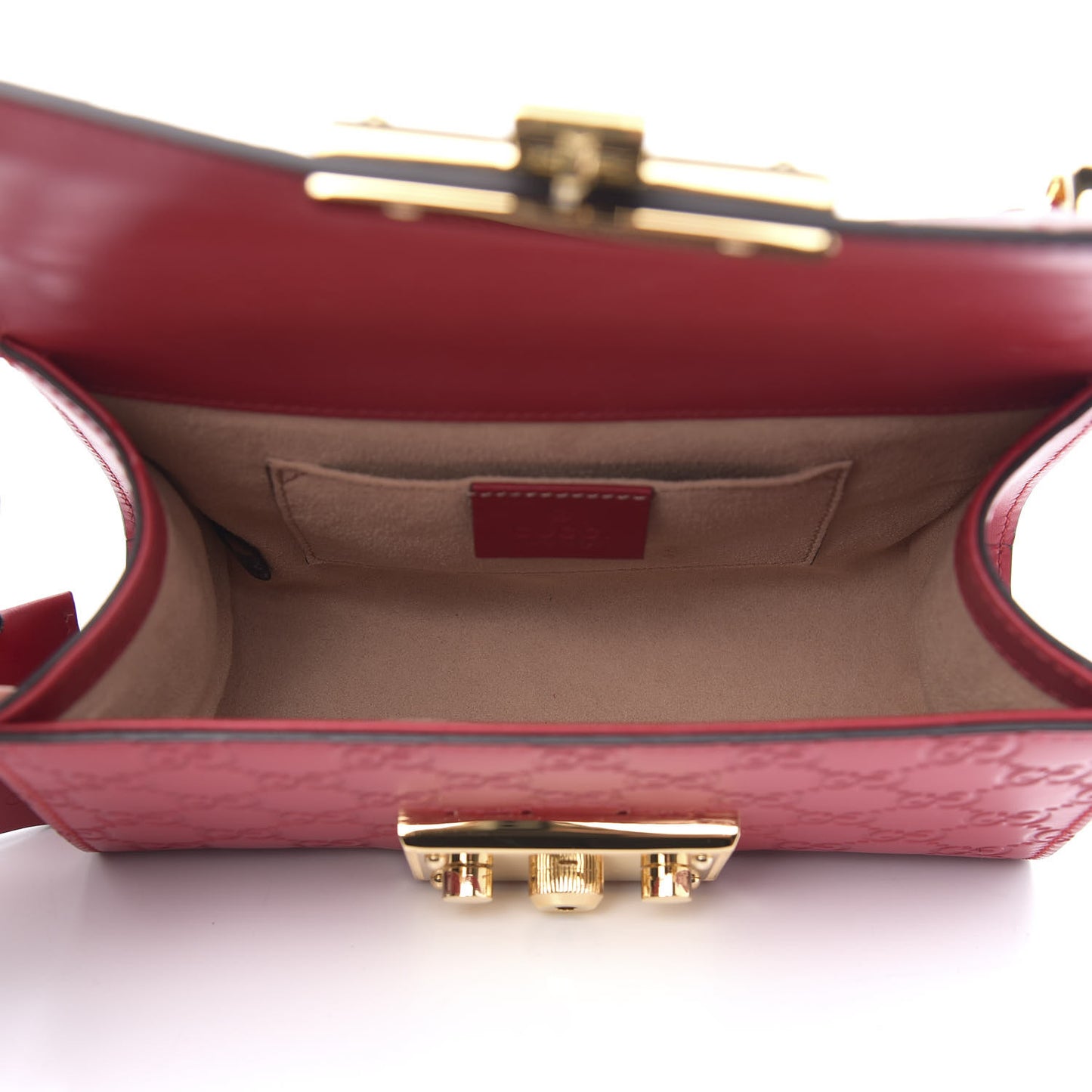 Guccissima Small Padlock Shoulder Bag Hibiscus Red