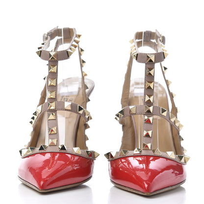 Valentino Garavani Patent Nappa Rockstud Ankle Strap 100mm Pumps 36 Rosso Valentino Poudre 2 of 18
