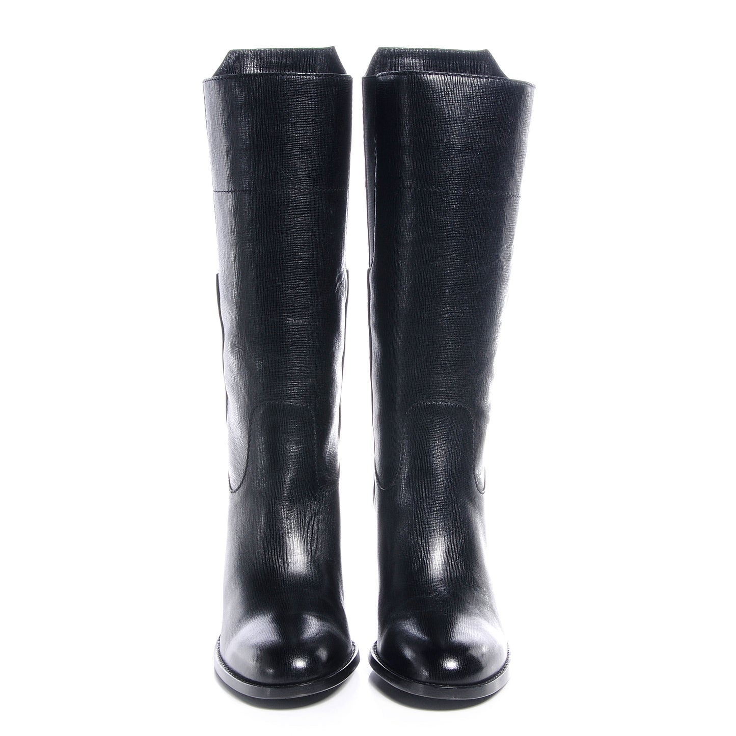 Textured Calfskin Coco Boy Tall Boots 40 Black
