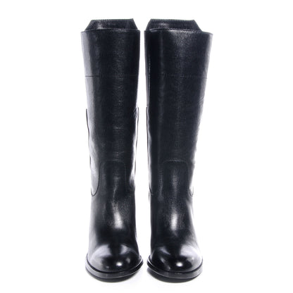 Chanel Textured Calfskin Coco Boy Tall Boots 40 Black 2 of 6