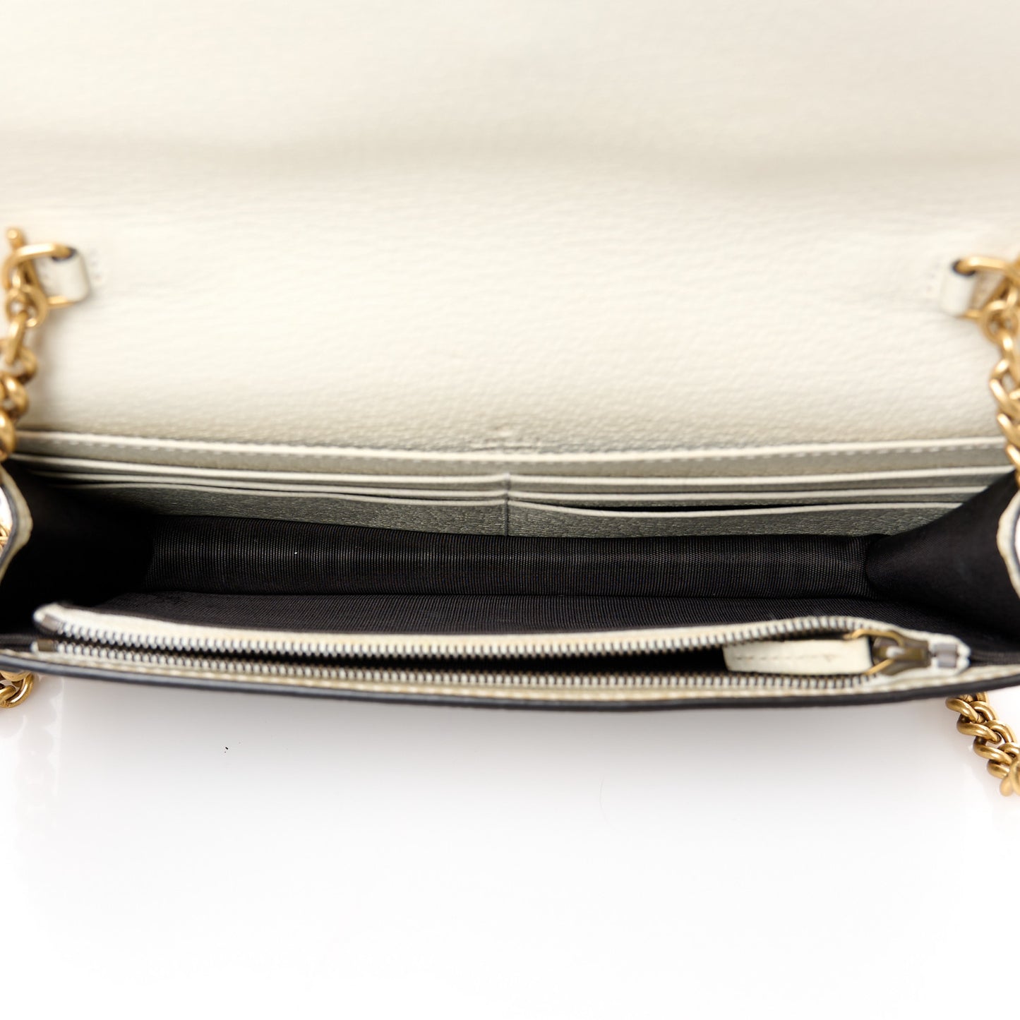 GG Supreme Monogram Web Queen Margaret Chain Wallet White