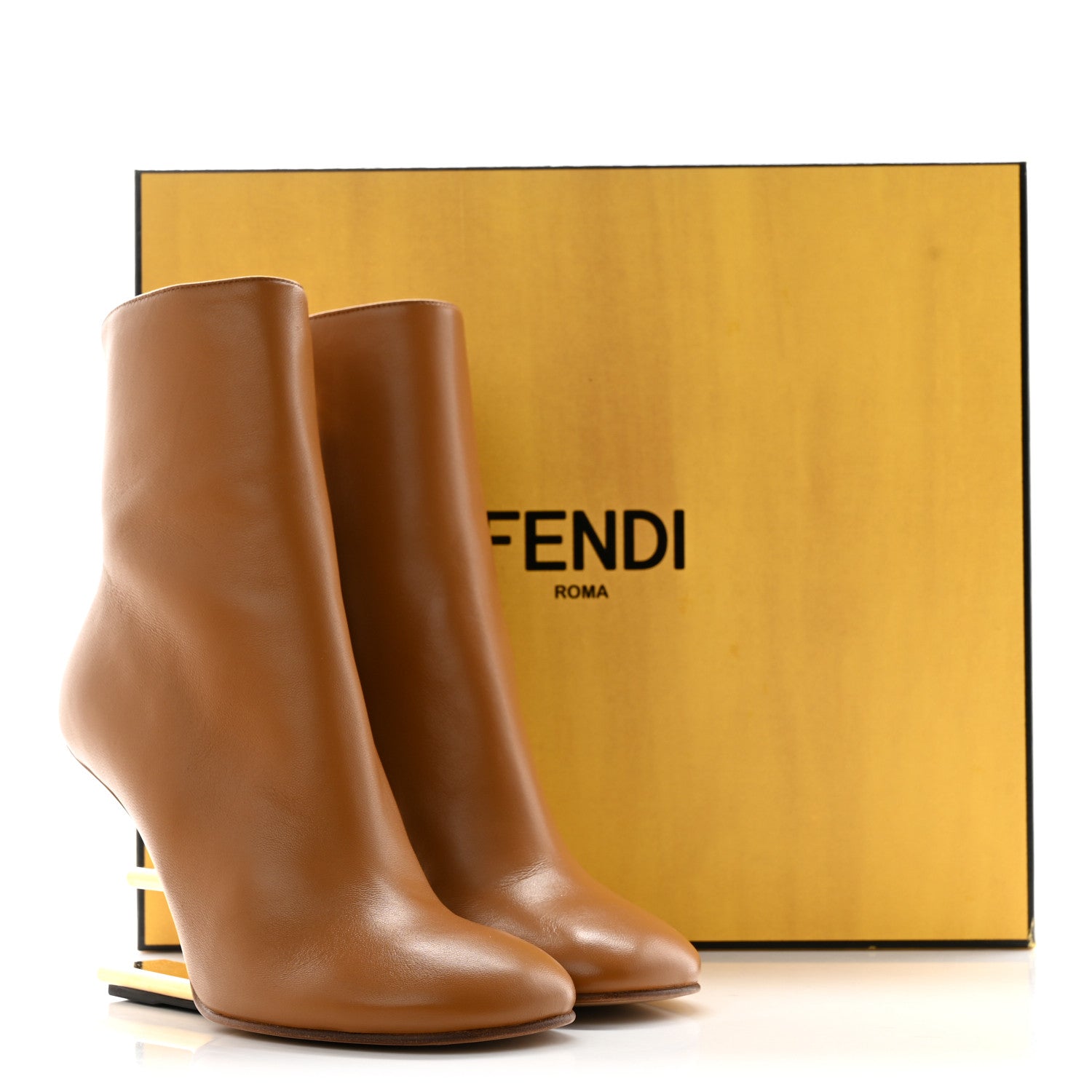 Fendi Nappa Fendi First 95mm Booties 38 Caramello 10 of 10
