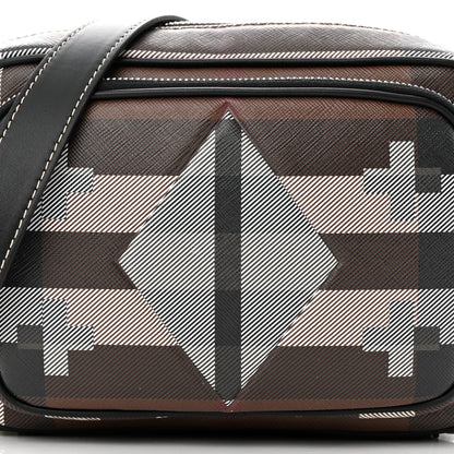 Burberry E-Canvas Calfskin Geometric Check Paddy Messenger Dark Birch Brown White 7 of 9