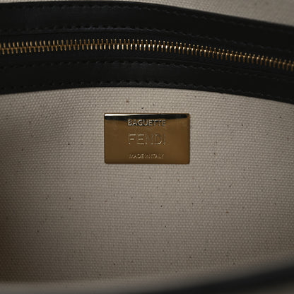 Fendi Canvas Vitello Seta FF Multicolor Embroidered Baguette Brandy Black 6 of 10