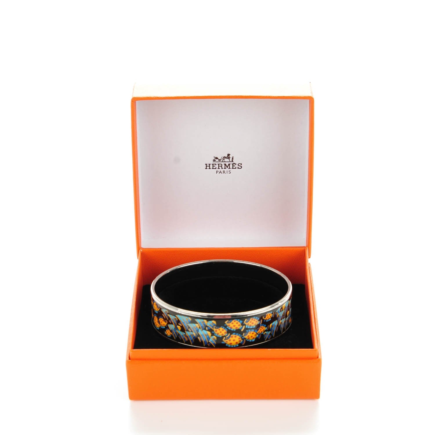 Hermes Enamel Printed Wide Rencontre Oceane Bracelet 70 5 of 5