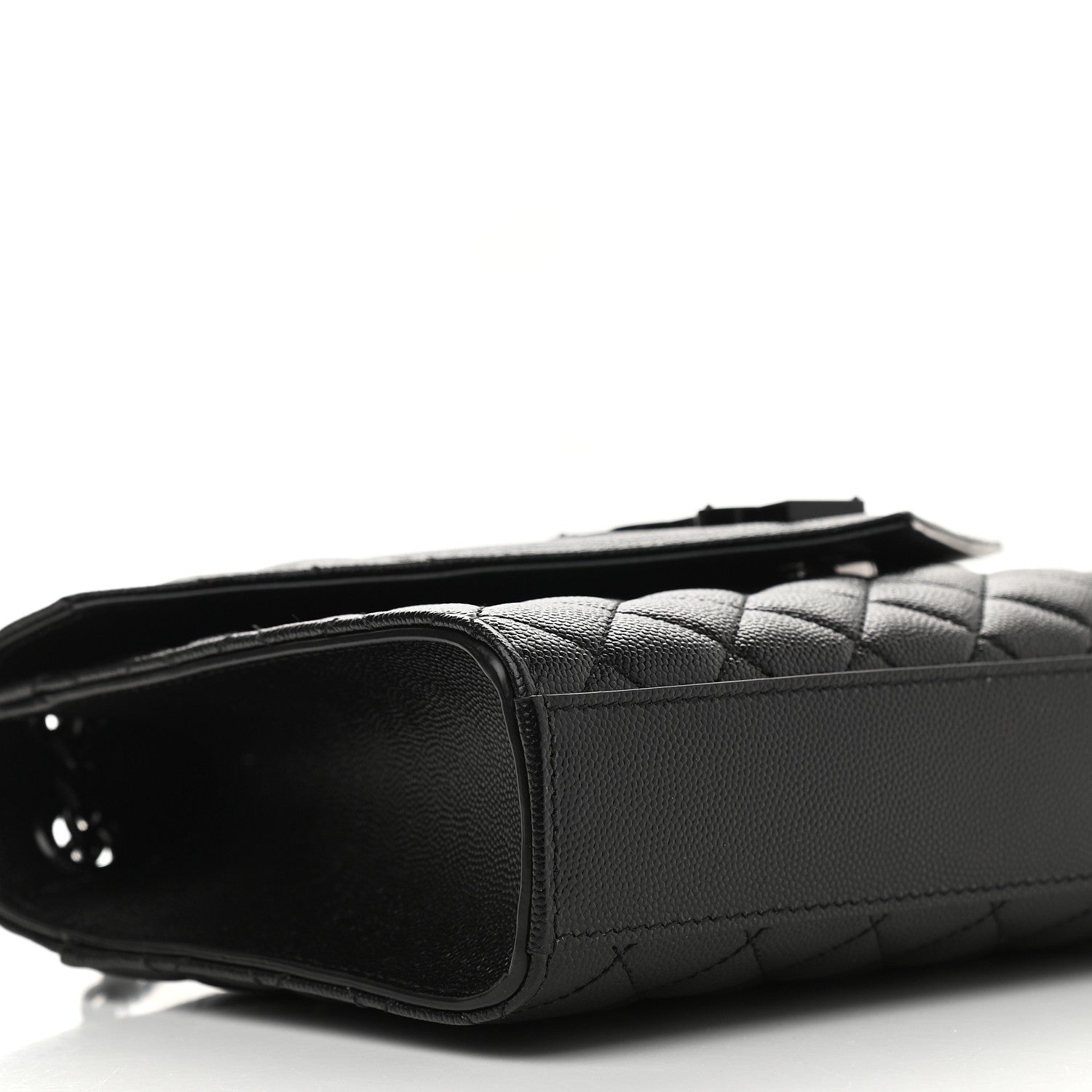 Saint Laurent Grain De Poudre Textured Mixed Matelasse Triquilt Medium Monogram Satchel Black 8 of 9