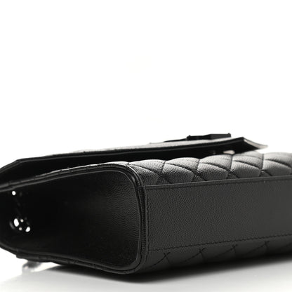 Saint Laurent Grain De Poudre Textured Mixed Matelasse Triquilt Medium Monogram Satchel Black 8 of 9
