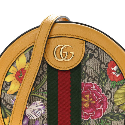 Gucci GG Supreme Monogram Flora Web Mini Ophidia Round Shoulder Bag Beige Multicolor Crop 8 of 12