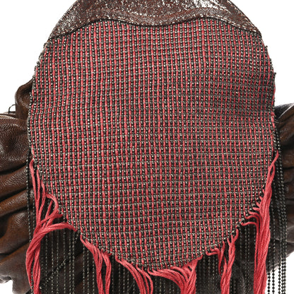 Fendi Nappa Nuvolata Beaded Fringe Spy Clutch Brown Red 8 of 11
