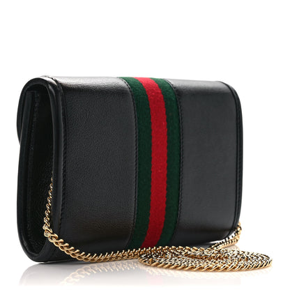 Gucci Textured Calfskin Web Mini Rajah Slim Flap Shoulder Bag Black 3 of 8