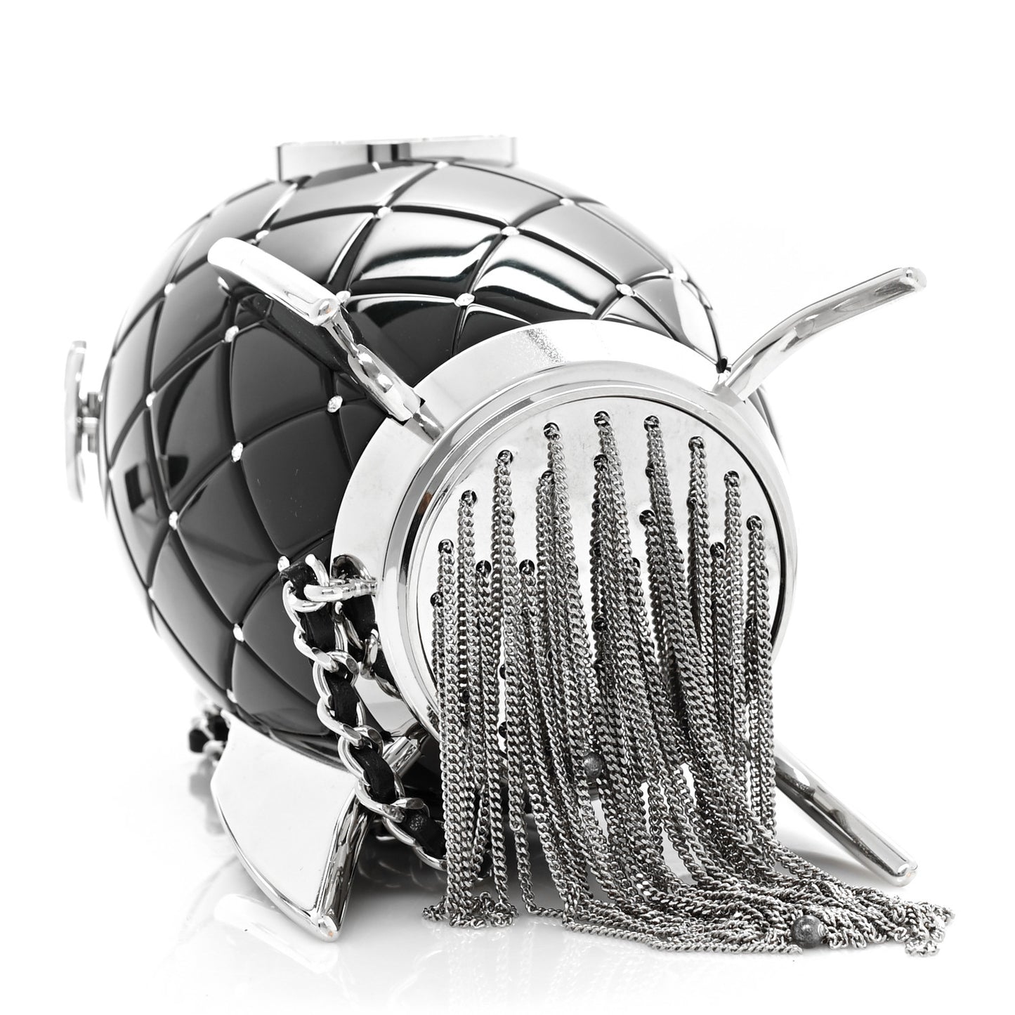 Plexiglass Crystal Rocket Ship Minaudière Clutch Black