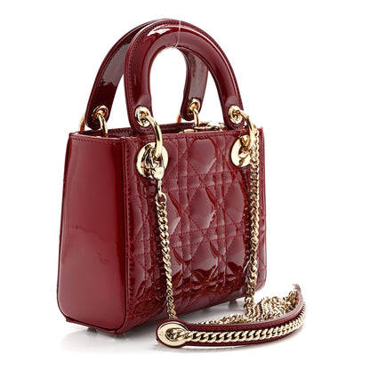 Christian Dior Patent Cannage Mini Lady Dior Red 3 of 10