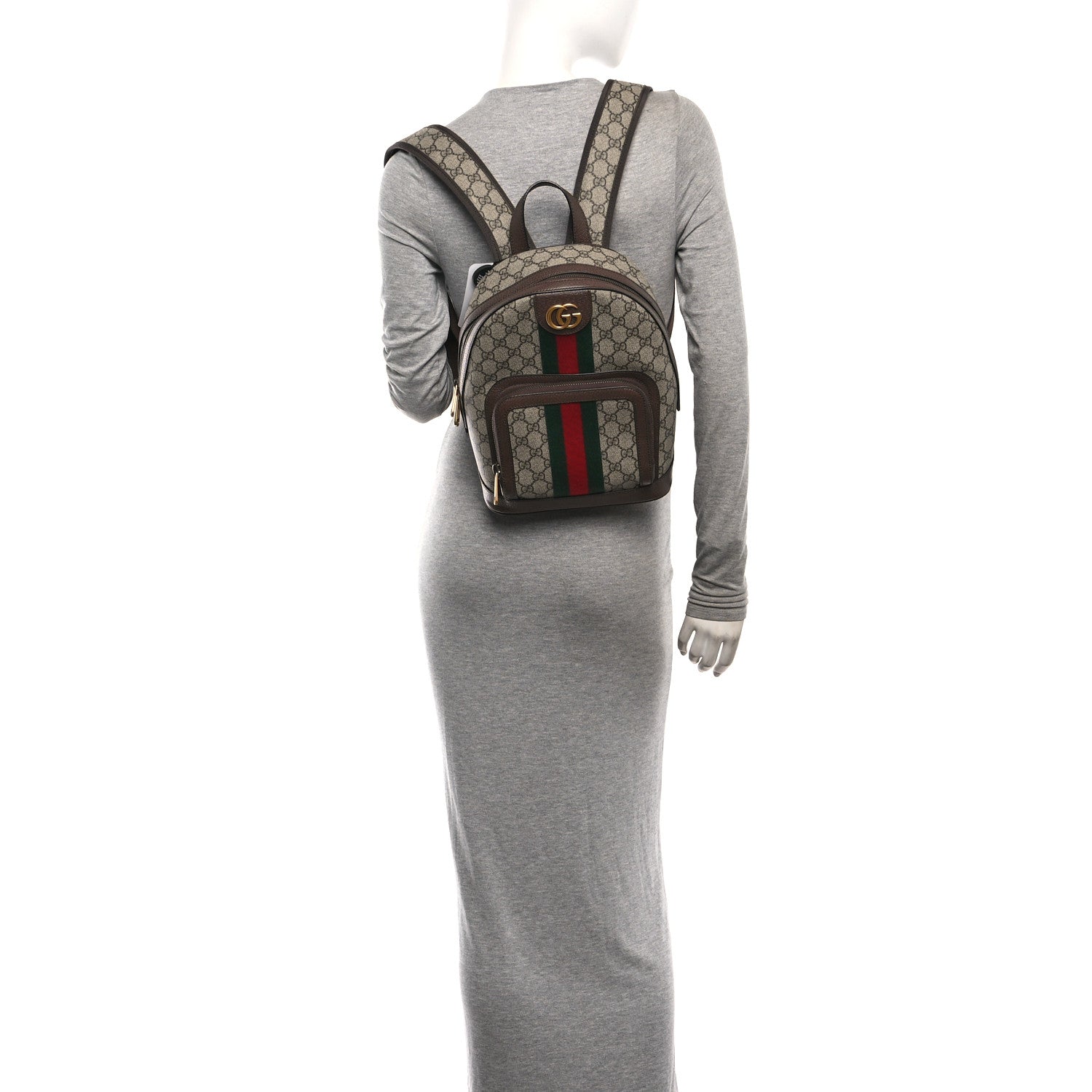 Gucci GG Supreme Monogram Calfskin Web Small Ophidia Day Backpack Beige Ebony New Acero 2 of 10