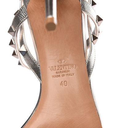 Valentino Garavani Metallic Nappa Rockstud T-Strap Slingback 85mm Sandals 40 Skin 6 of 8