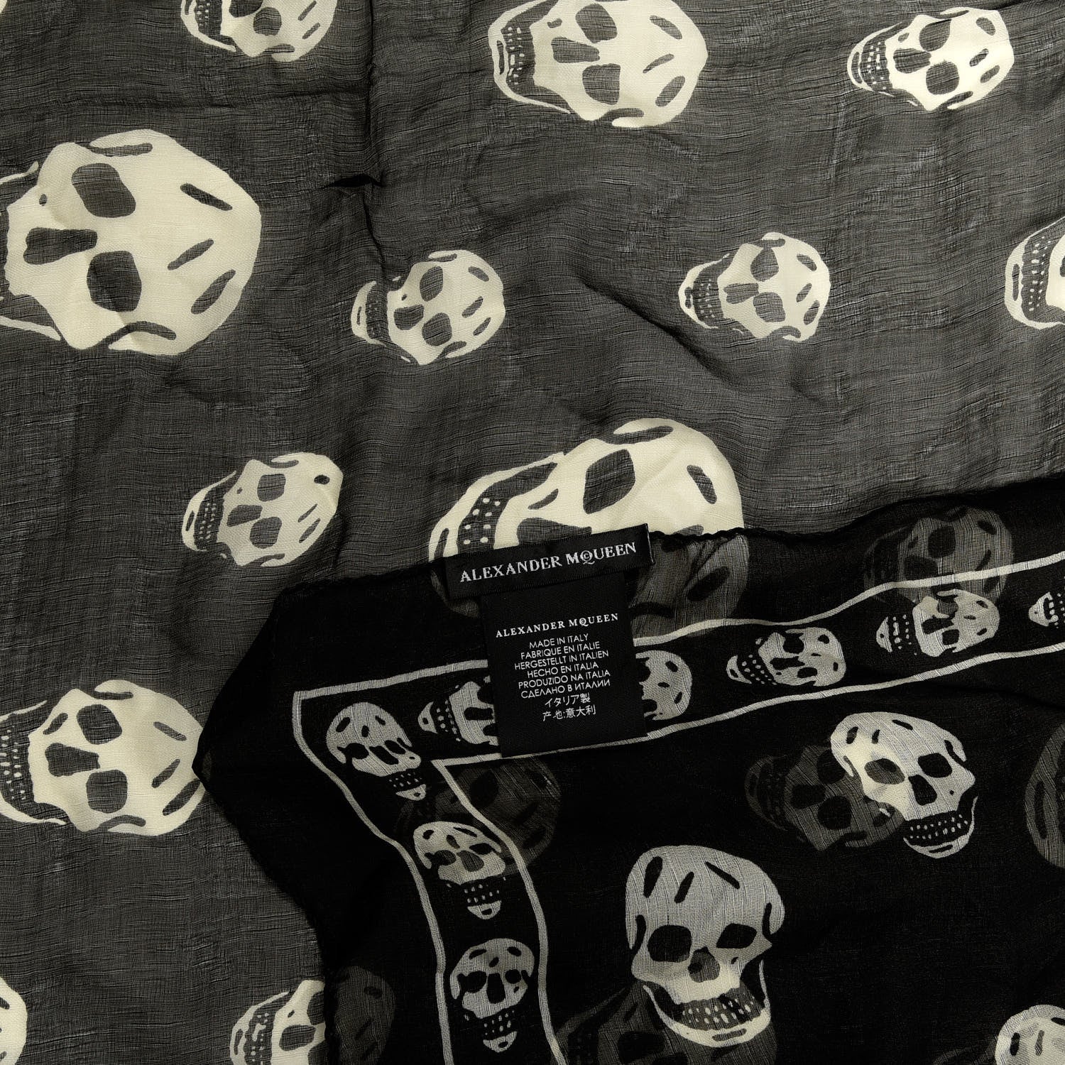 Alexander McQueen Silk Chiffon Skull Scarf Black Ivory 3 of 3