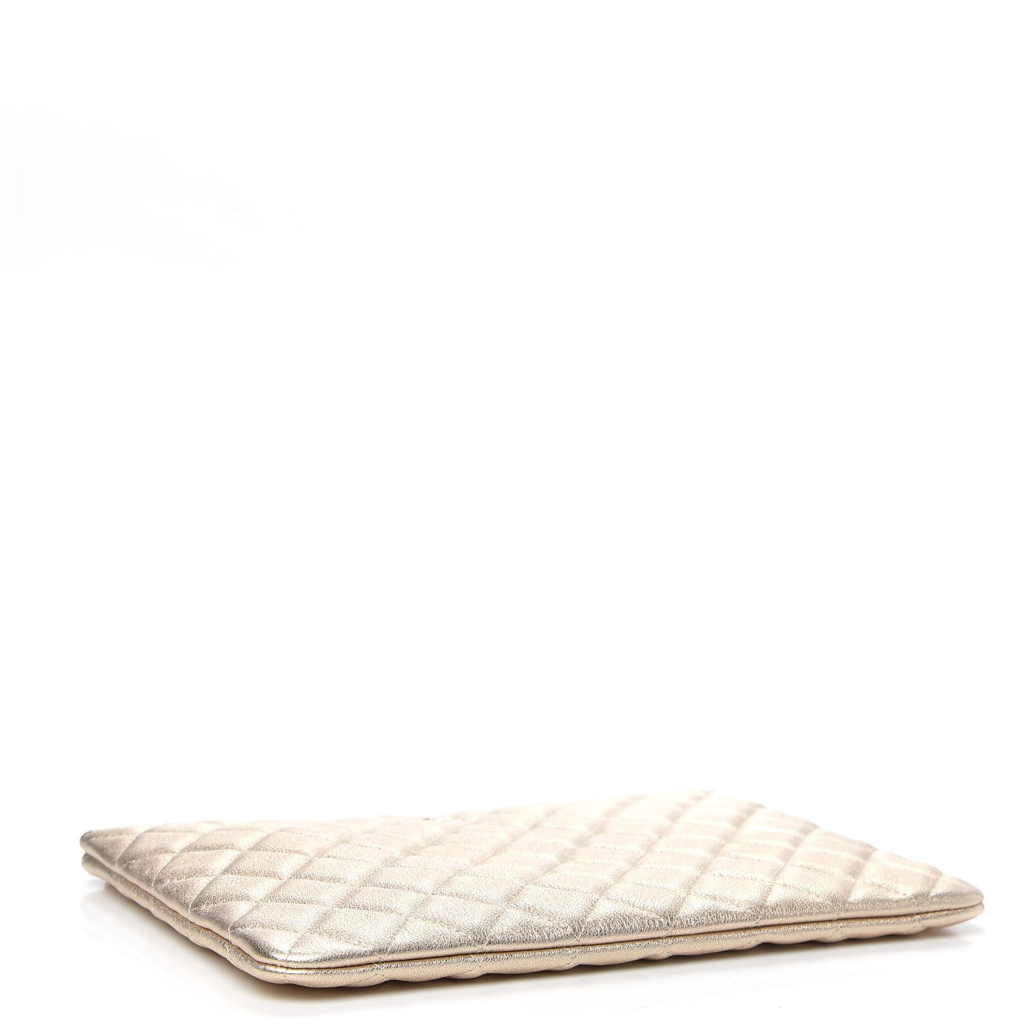 Chanel Metallic Lambskin Quilted Medium Cosmetic Case Gold 4 of 10