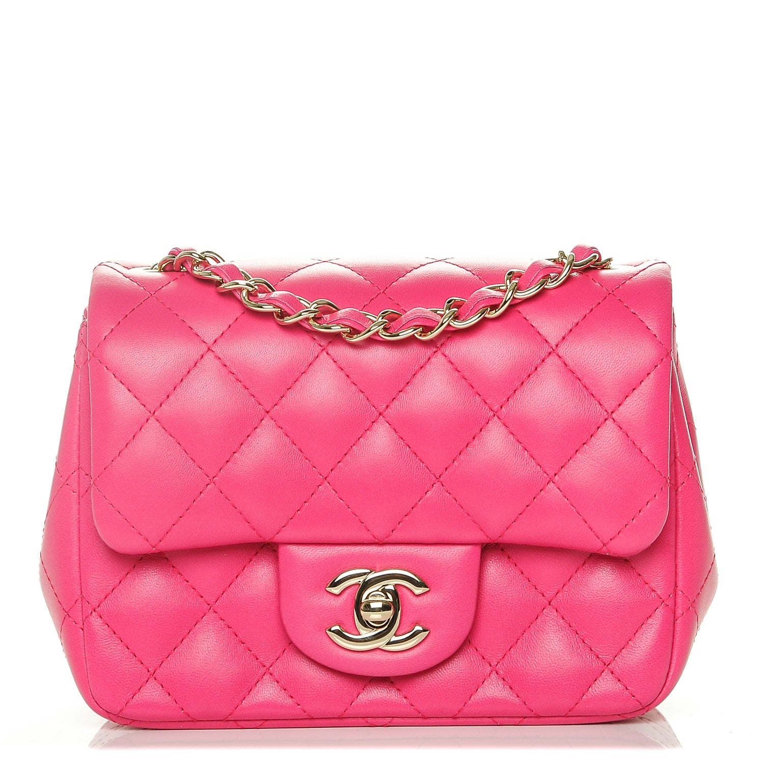 Chanel Lambskin Quilted Mini Square Flap Fuchsia 1 of 7