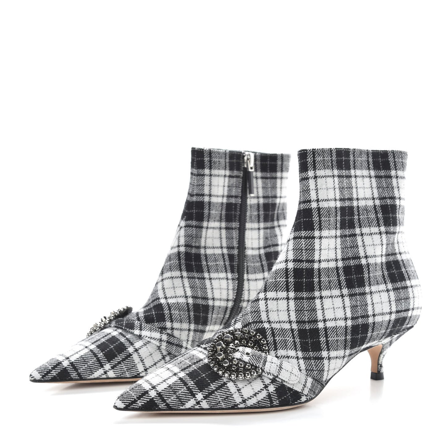 Canvas Tartan Gang Ankle Boots 37 Black