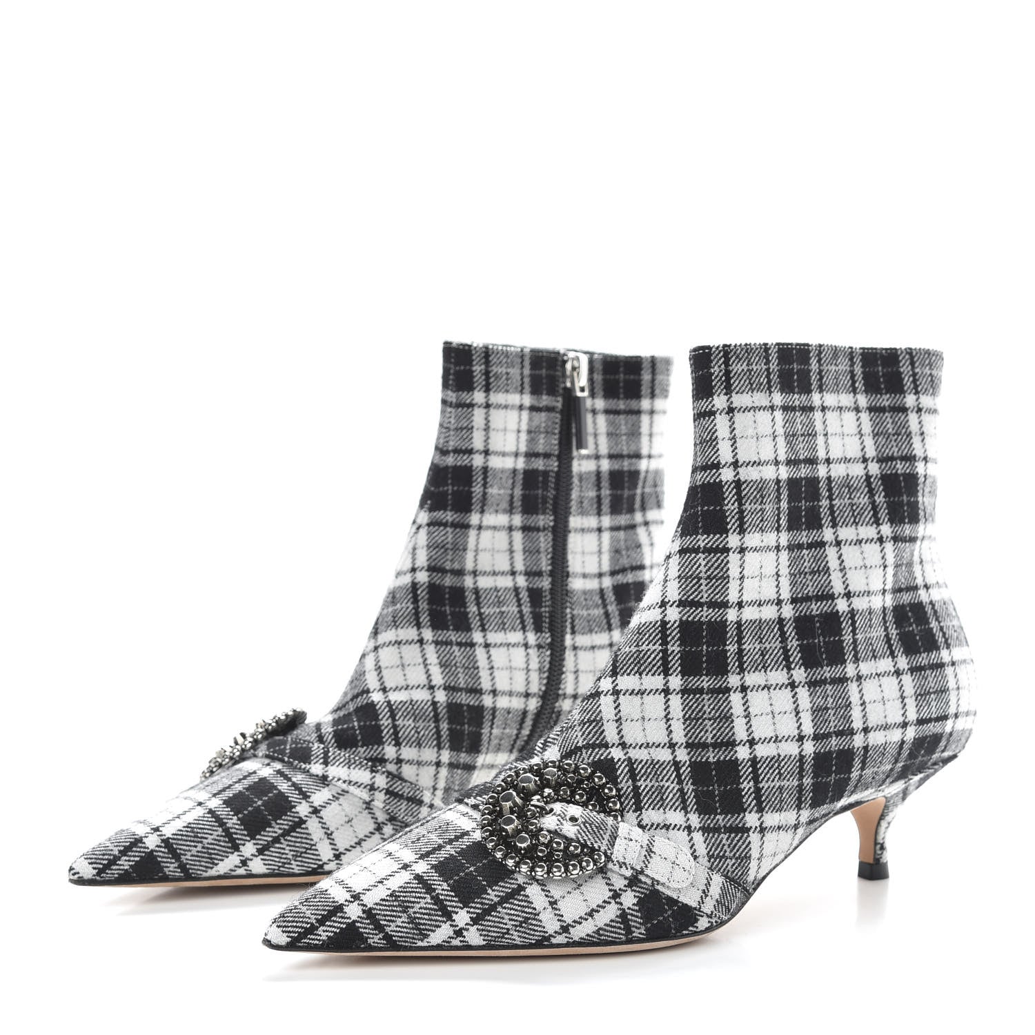 Christian Dior Canvas Tartan Gang Ankle Boots 37 Black 3 of 10