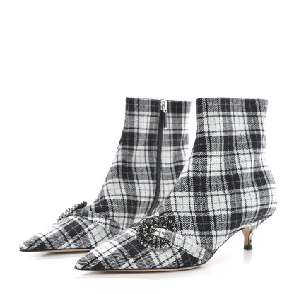 Christian Dior Canvas Tartan Gang Ankle Boots 37 Black 3 of 10