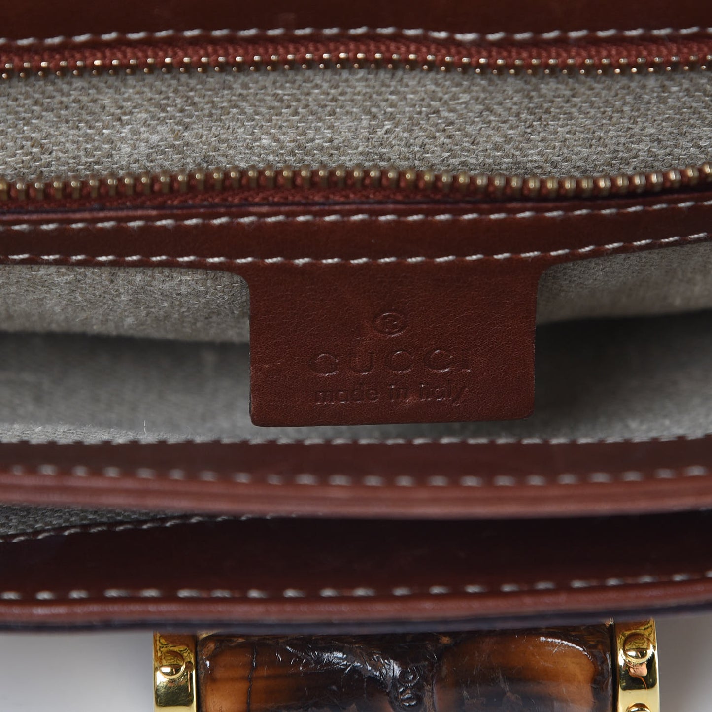 Canvas Pigna Print Peggy Bamboo Top Handle Bag Brown