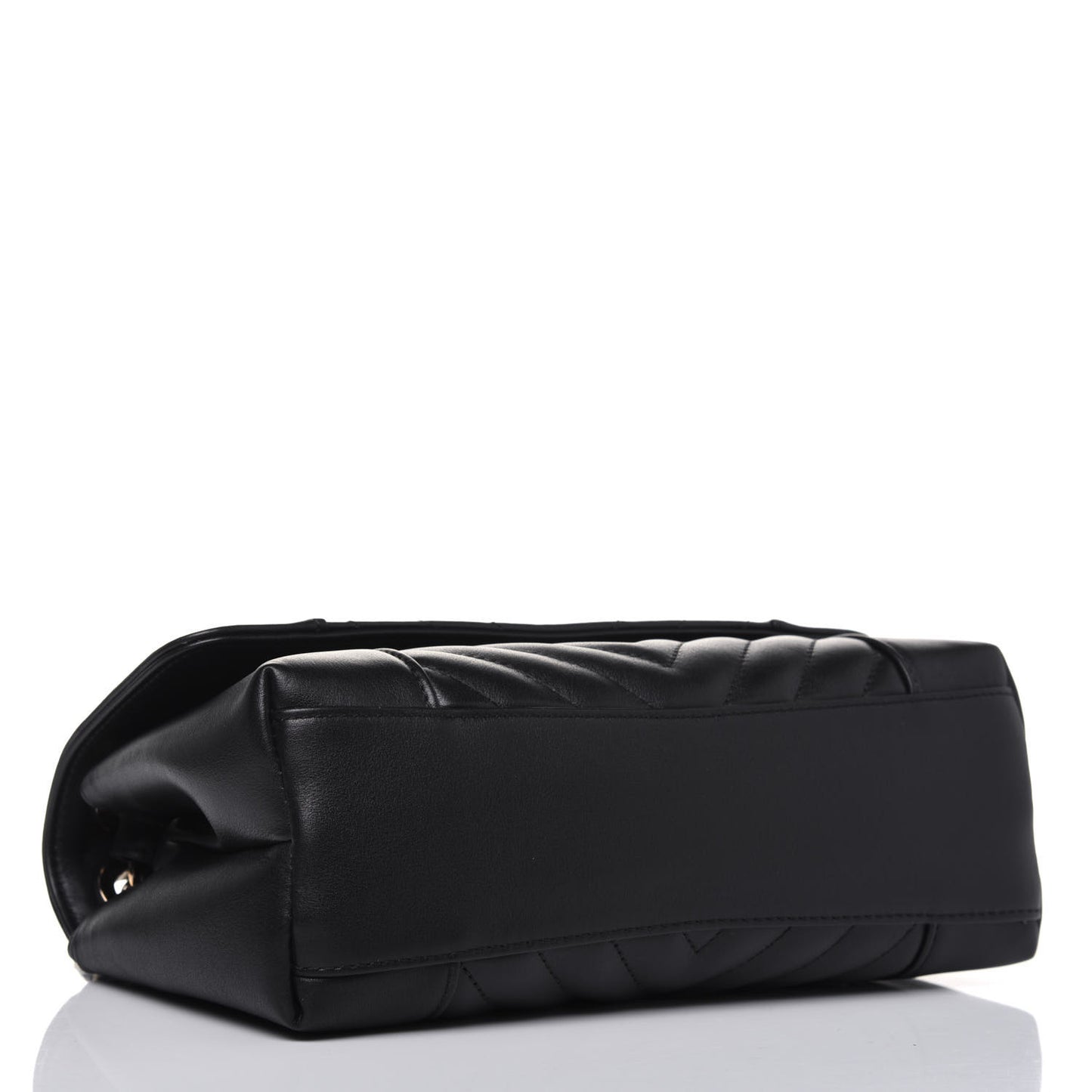Calfskin Quilted Small Daily Chevron Flap Black